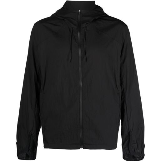 Post Archive Faction ripstop texture hooded zip-up jacket - nero