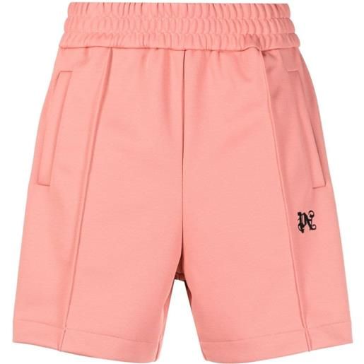 Palm Angels shorts sportivi a righe con ricamo - rosa
