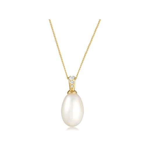 DIAMORE elli diamonds collana donne perla coltivata d'acqua dolce con diamante in oro giallo 585