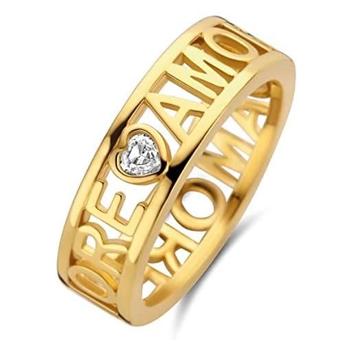 TISENTO anello anel grosso ti sento -prata dourada 925 (3,87 gr) -tam. 22 12227zy/62 marca, única, metallo, nessuna pietra preziosa