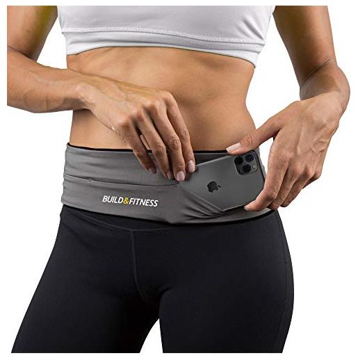 Build & Fitness marsupio running - cintura palestra e porta cellulare da corsa con gancio portachiavi - compatibile con i. Phone, samsung. Unisex