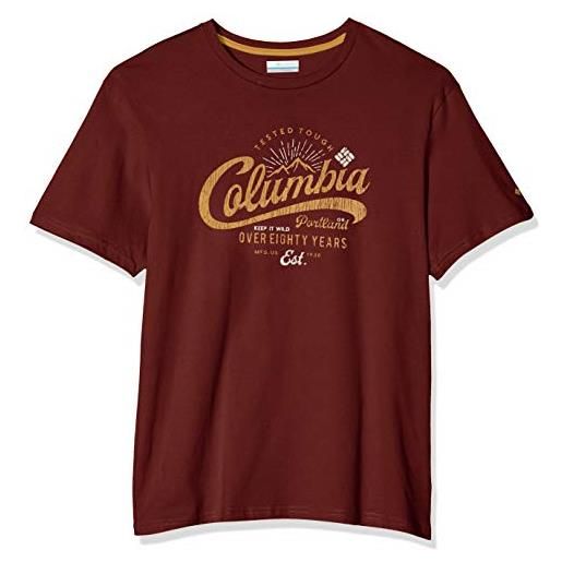 Columbia t-shirt da uomo, leathan trail tee, cotone, rosso (tapestry, graphic 1), taglia: xs, 1841933