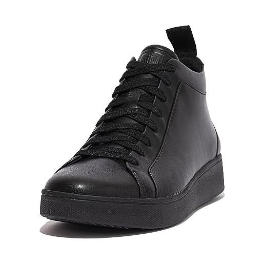 Fitflop rally leather high-top sneakers, scarpe da ginnastica donna, tutto nero, 39 eu