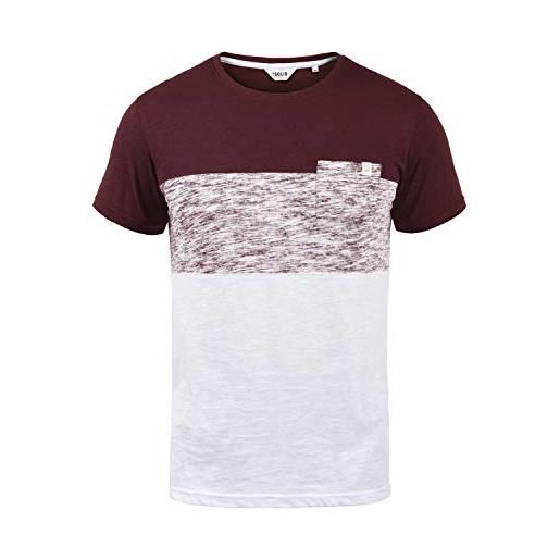 !Solid sinor maglietta a maniche corte t-shirt con stampa da uomo con girocollo cerniera in cotone 100% , taglia: xl, colore: wine red (0985)