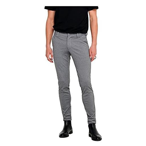 Only & sons onsmark slim gw 0209-pantaloni noos pantaloni chino, grigio scuro mélange, 33w x 36l uomo