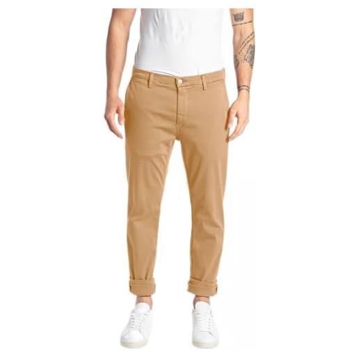 Replay jeans da uomo zeumar slim-fit hyperflex hyper. Chino colore x-lite con elasticizzato, beige (sand 020), 29w / 30l