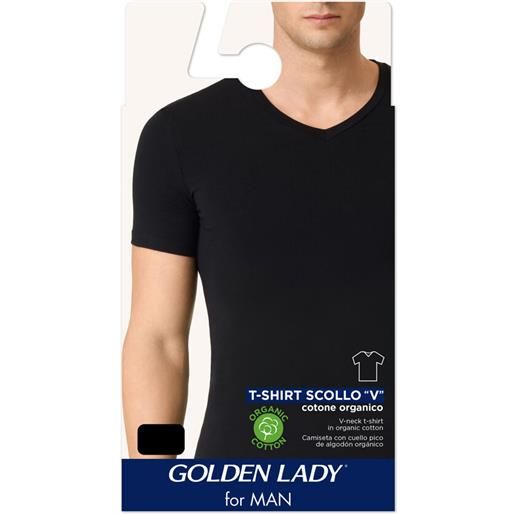 Golden Lady t-shirt scollo v nero taglio 4m - -