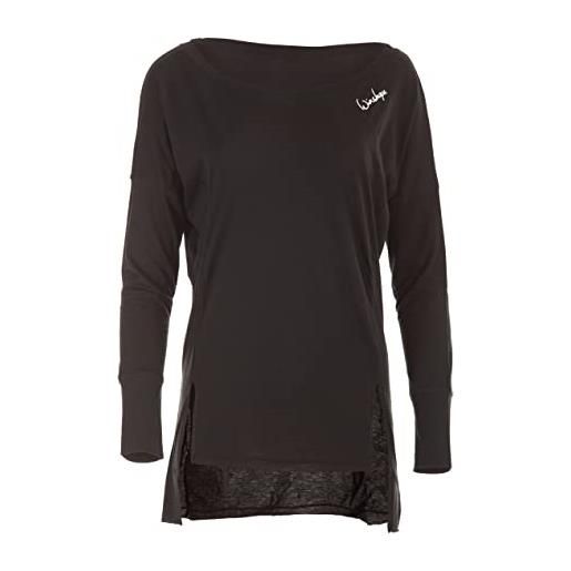 WINSHAPE mcs003-maglia donna, in modal ultra leggero, maniche lunghe, nero, xxl
