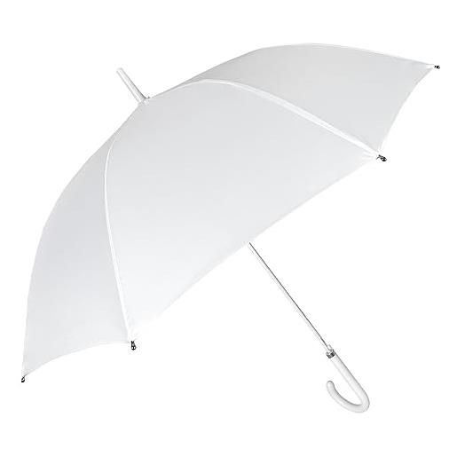 PERLETTI ombrello da sposa bianco - ombrello matrimonio classico lungo elegante con impugnatura bianca da cerimonia - ombrello pioggia parasole antivento matrimoni eventi - diametro 102 cm (bianco)