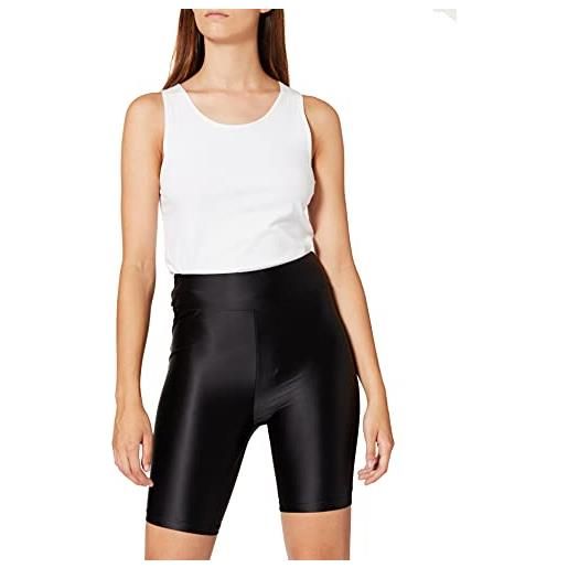 Urban Classics ladies highwaist shiny metallic cycle shorts pantaloncini donna, nero, 5xl