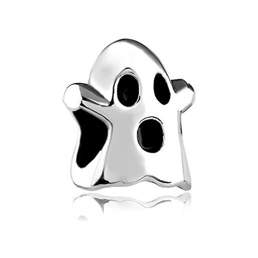 LSxAB ciondolo a forma di fantasma di halloween con lanterna di zucca, compatibile con braccialetti pandora, metallo, nessuna pietra preziosa