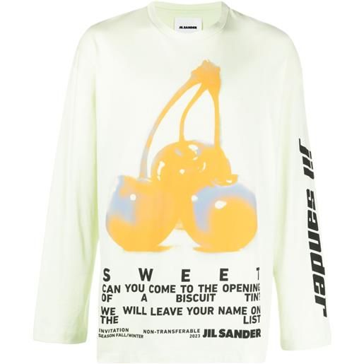 Jil Sander t-shirt cherry con stampa - verde