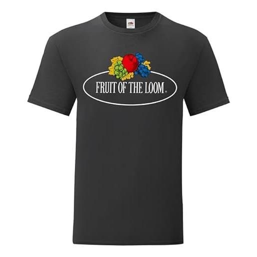 Fruit of the Loom 11430a maglietta vintage da uomo con logo grande, nero , xxl