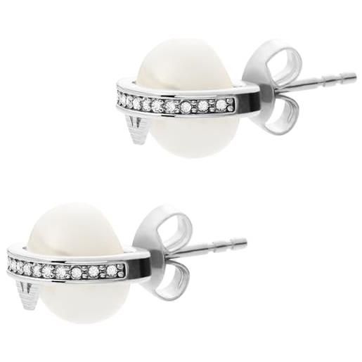Emporio Armani orecchini da donna essenziali, dimensione perla: 13x10mm orecchini in acciaio inossidabile, egs2839040