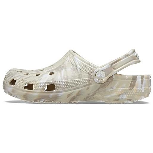 Crocs scarpe in legno unisex classic marbled clog, bone multi, 38/39 eu