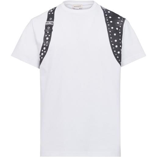 Alexander McQueen t-shirt harness con borchie - bianco