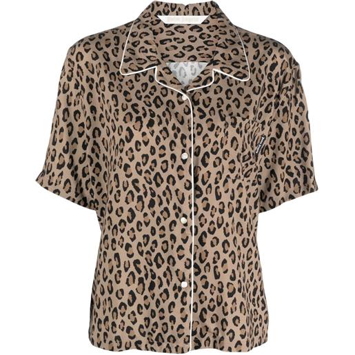 Palm Angels camicia leopardata - marrone