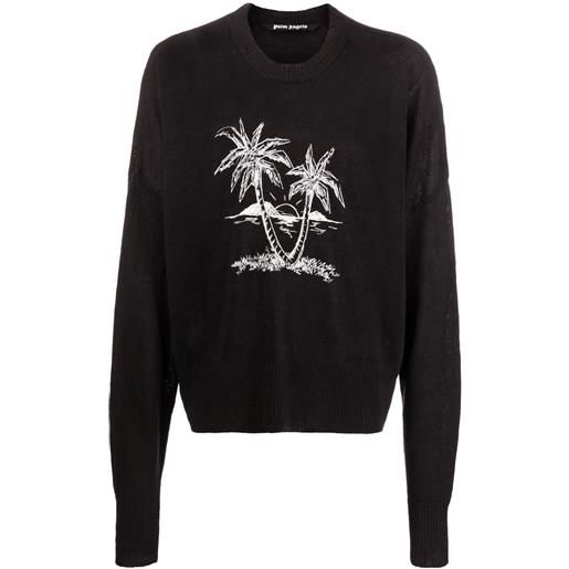 Palm Angels maglione palm tree con stampa - nero