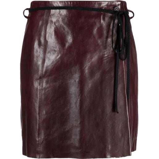 OUR LEGACY wrap leather miniskirt - rosso