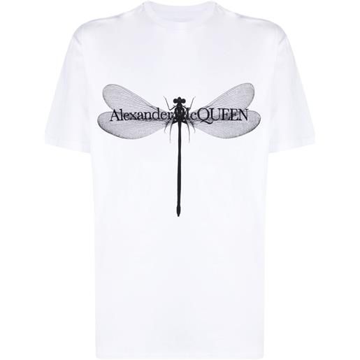 Alexander McQueen t-shirt dragonfly con stampa - bianco
