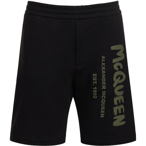 ALEXANDER MCQUEEN shorts in felpa di cotone con logo