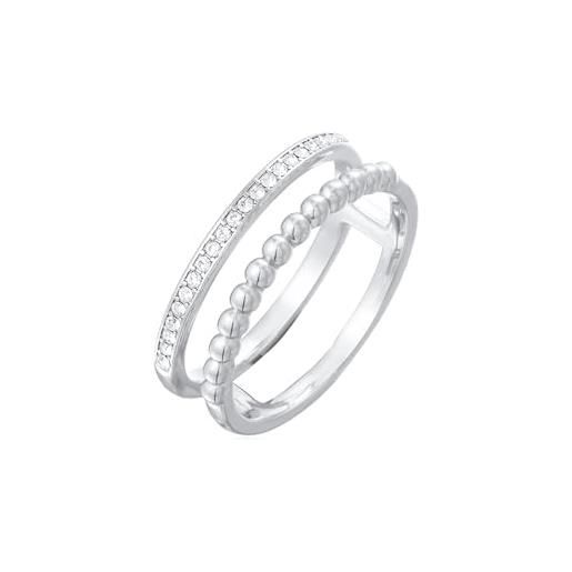 Elli anelli donne dichiarazione doppiopetto sfera colore argento con cristalli