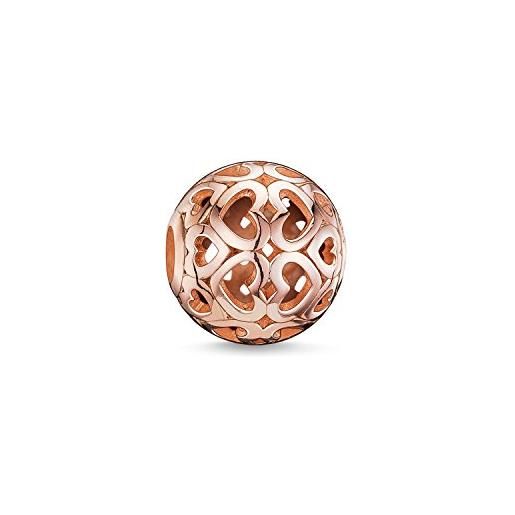 Thomas Sabo karma beads da donna, bead cuori, argento sterling 925 placcato oro rosa 18 carati