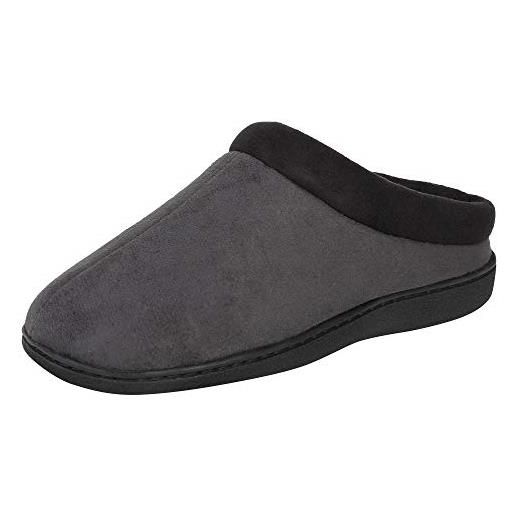 Hanes comfort memory foam slip on clog house shoes con interno/esterno antiscivolo sole, pantofole uomo, grigio, medium