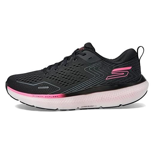 Skechers go run ride 11, scarpe sportive donna, black textile pink trim, 39 eu