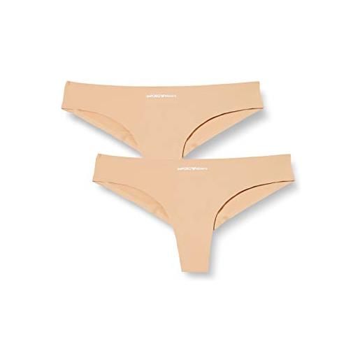 Emporio Armani underwear bi-pack brazilian brief iconic logoband, biancheria intima donna, beige (nude), s