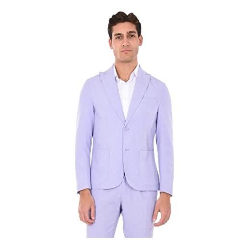 Ciabalù giacca uomo elegante lilla blazer monopetto effetto lino slim fit made in italy (46)