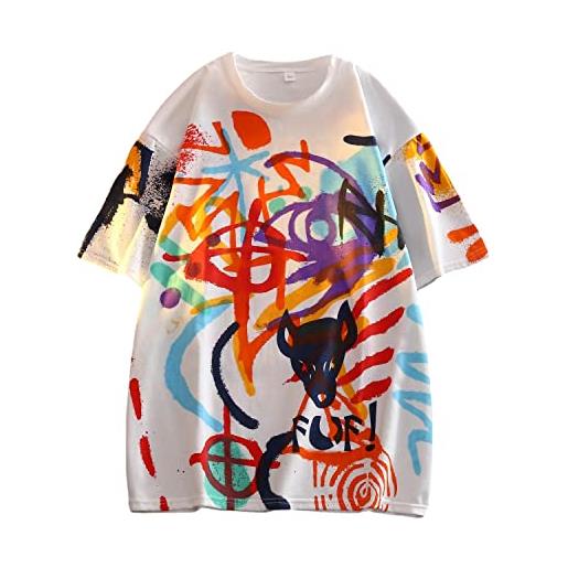 Skateboard Frog t-shirt da donna goth y2k harajuku graphic top graffiti stampati abbigliamento (white, m)