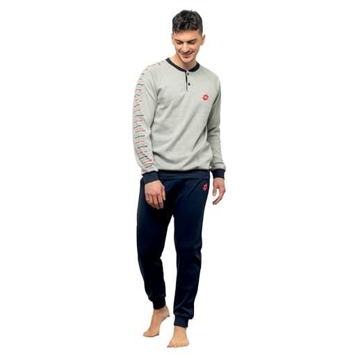 Lotto pigiama uomo caldo cotone sportivo autunno inverno 100% cotone (xl/52, jeans)