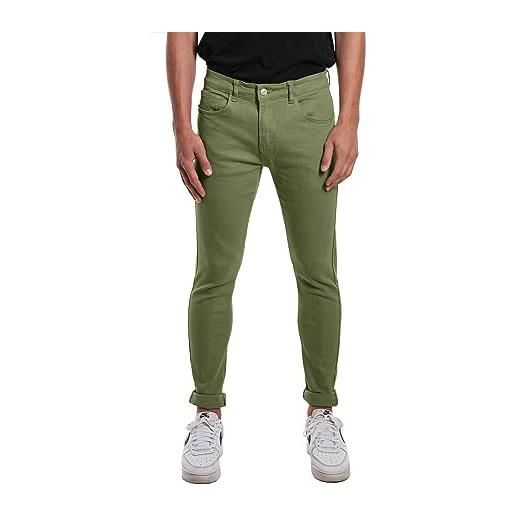 TMK pantaloni da uomo casual, pantaloni slim fit vita elasticizzata art. 80023 (32, bianco)
