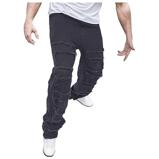Kobilee baggy jeans uomo hip hop skinny jeans y2k elasticizzati strappati leggeri y2k pants regular slim fit jeans neri offerta pantaloni jeans larghi