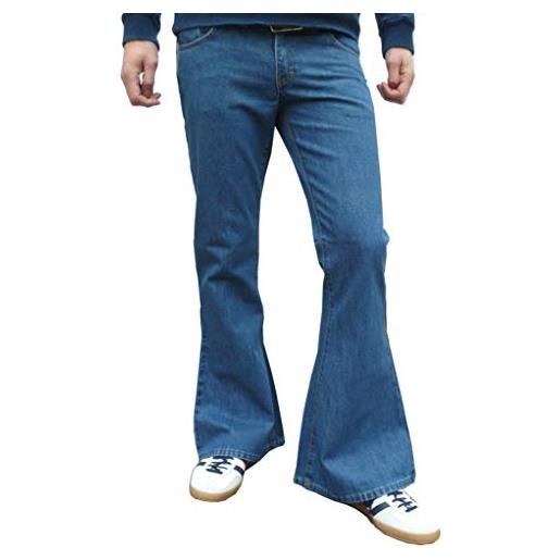 Fuzzdandy da uomo denim fondo campana stile vintage retro jeans indie slavato blu tutti i numeri (40 vita x 34 gamba)