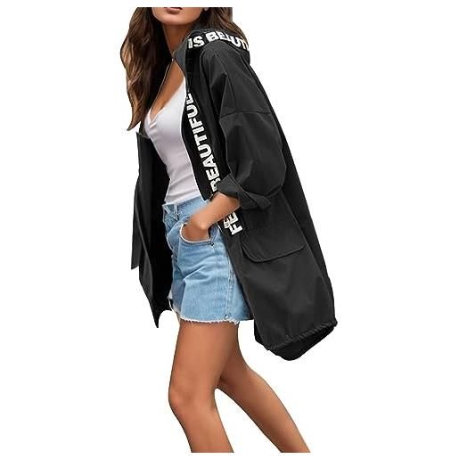 Sunnyuk giacca a vento donna trekking cappotto leggera antipioggia giacche per escursionismo mantella traspirante casual jacket con bottoni primaverile/estive pesca trench per sportiva outdoor poncho giubbino