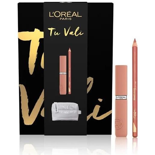 L'oréal paris self confidence box mini beauty nero kit lips matte resistance nude + matita labbra