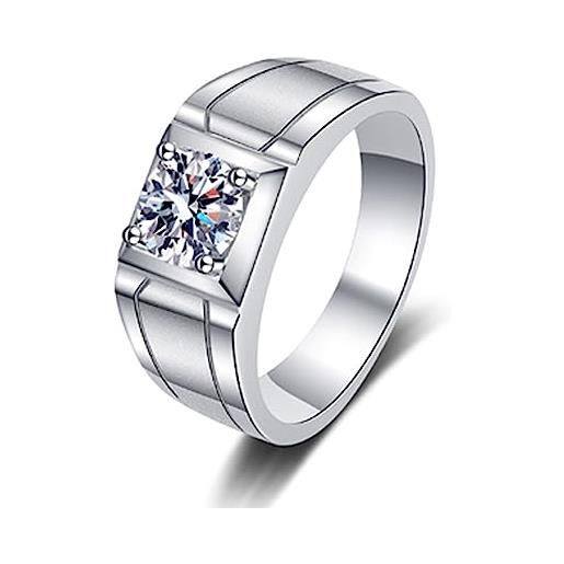 Whoiy anello fidanzamento argento, anello nuziale 925 geometrico 1 carato moissanite anello misura 21 anelli di fidanzamento da uomo