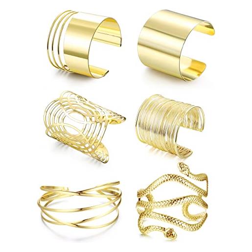 ORAZIO 6 pezzi braccio bracciale banda superiore bracciale braccialetto bangle per le donne argento oro regolabile bracciale set matrimonio minimalista braccio bracciale costume gioielli