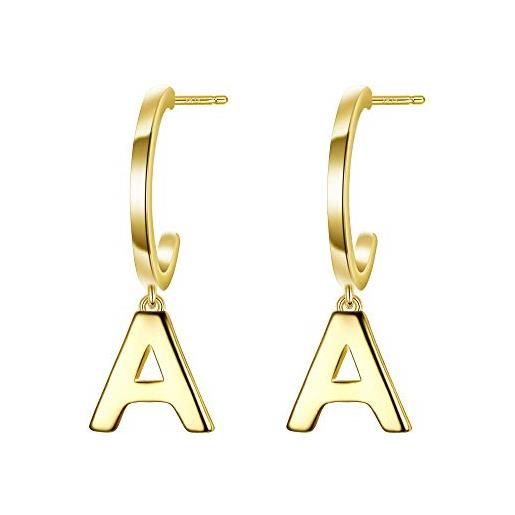 EVER FAITH orecchini iniziale orecchini per donne ragazze 925 argento alfabeto lettere a pendente orecchini oro-fondo