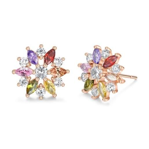 JO WISDOM Orecchini A Cerchio Donna Argento 925 Con Zirconie Colorate AAA - Misura 0,7 Pollici, Ipoallergenici
