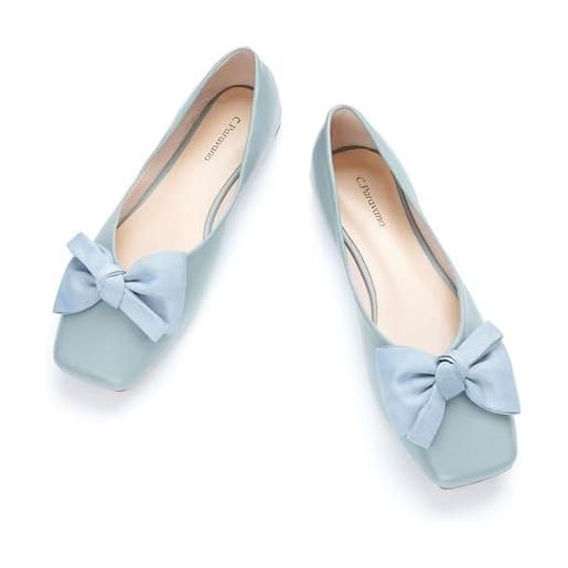 C.Paravano ballerine donna | balletto piatto donna | flat da donna scarpe | flat da donna | cravatta a farfalla ballerine comodo | punta quadrata balletto piatto pelle verniciata (38, blu)