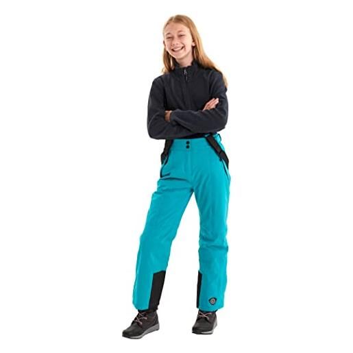 Killtec gandara jr, pantaloni funzionali con pettorina staccabile, paraneve e protezione bordi girls, azzurro, 164
