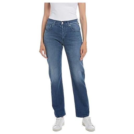 REPLAY jeans donna maijke straight fit elasticizzati, blu (dark blue 007), w28 x l30