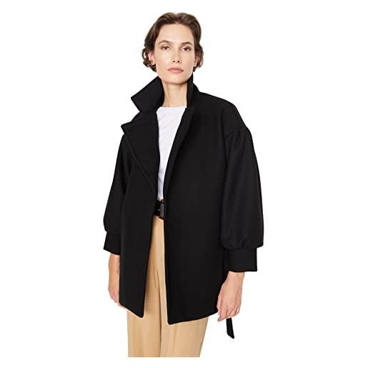 Trendyol damen oversize zweireihig plain webstoff mantel cappotto, black, 36 da donna