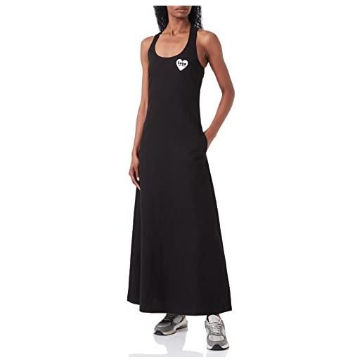 Love Moschino abito lungo con spalline incrociate dress, nero, 50 donna