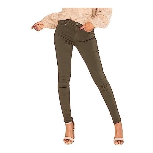Nina Carter p106 jeans da donna slim fit, push-up, skinny, vita media, cachi (p106-2), l szczup?Y