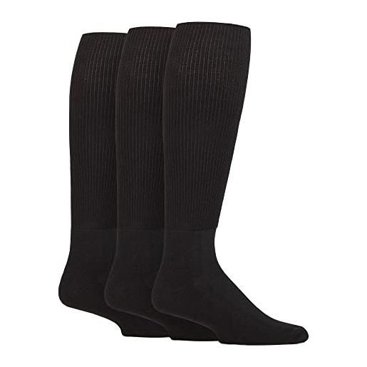 IOMI calzini diabetici alti al ginocchio, confezione da 3 calzini in bambù non elastici per piedi gonfi | calzini lunghi extra larghi non vincolanti, nero , xl