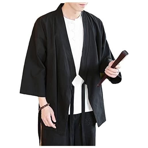 OTFTHPCW uomini giapponesi cardigan kimono tradizionale samurai giapponese streetwear yukata maschio camicia haori maschi kimono black xxl